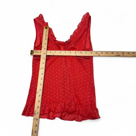 Rampage Pink-Red Lace Polka Dot Perfect Layering Staple Piece Top Size Small - Picture 4 of 5